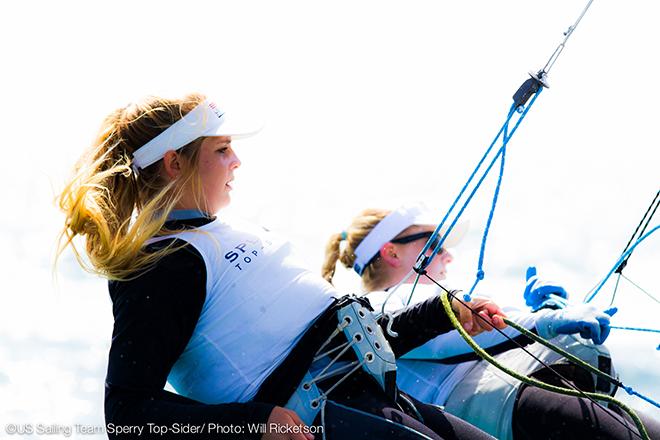 49erFX, Paris Henken (Coronado, Calif.) and Helena Scutt (Kirkland, Wash.), US Sailing Development Team - ISAF Sailing World Cup 2014 © Will Ricketson / US Sailing Team http://home.ussailing.org/